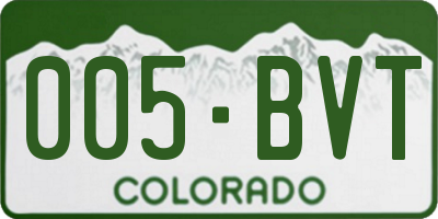 CO license plate 005BVT