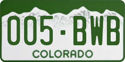 CO license plate 005BWB