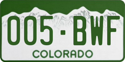 CO license plate 005BWF