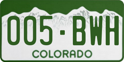 CO license plate 005BWH
