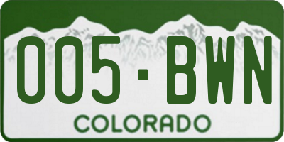CO license plate 005BWN