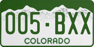 CO license plate 005BXX