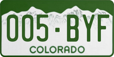 CO license plate 005BYF