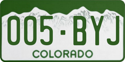 CO license plate 005BYJ