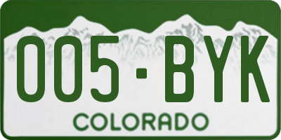 CO license plate 005BYK