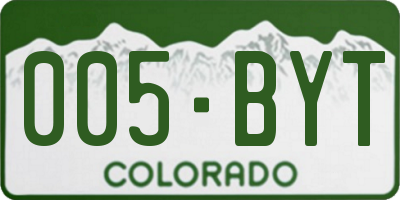 CO license plate 005BYT