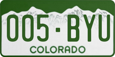CO license plate 005BYU
