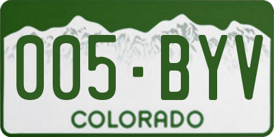 CO license plate 005BYV