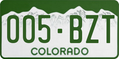 CO license plate 005BZT