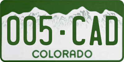 CO license plate 005CAD
