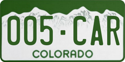 CO license plate 005CAR