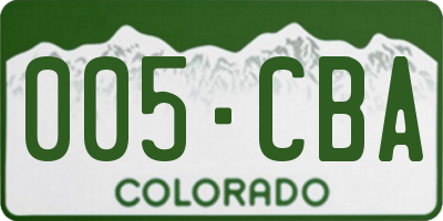 CO license plate 005CBA