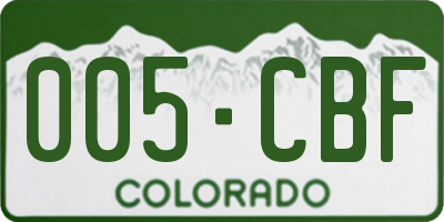 CO license plate 005CBF