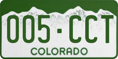 CO license plate 005CCT
