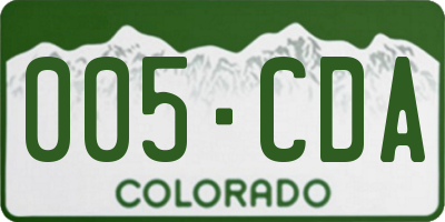 CO license plate 005CDA