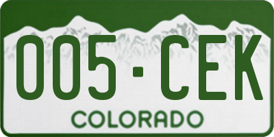 CO license plate 005CEK