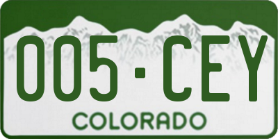 CO license plate 005CEY