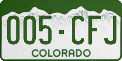 CO license plate 005CFJ