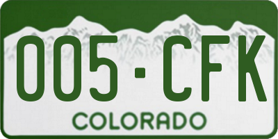 CO license plate 005CFK