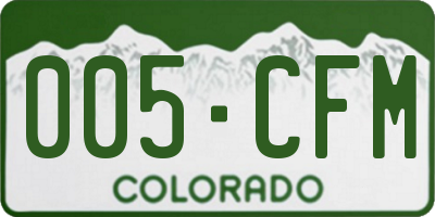 CO license plate 005CFM