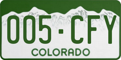 CO license plate 005CFY
