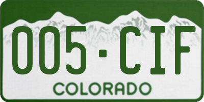 CO license plate 005CIF