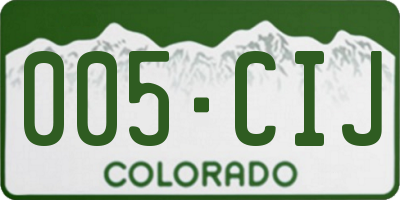CO license plate 005CIJ