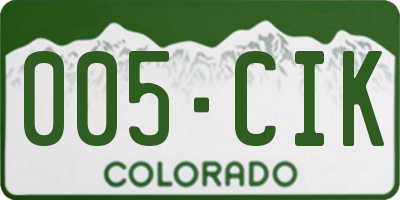 CO license plate 005CIK