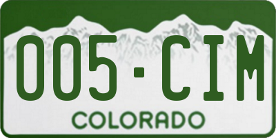 CO license plate 005CIM