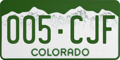 CO license plate 005CJF