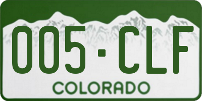 CO license plate 005CLF
