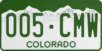 CO license plate 005CMW