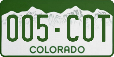 CO license plate 005COT