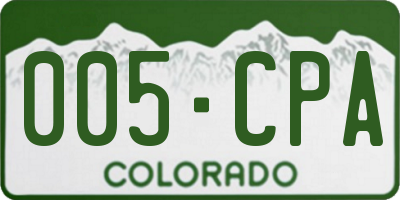 CO license plate 005CPA