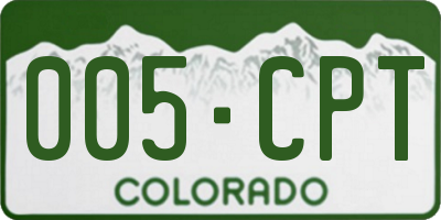 CO license plate 005CPT