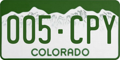 CO license plate 005CPY