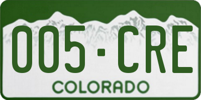CO license plate 005CRE