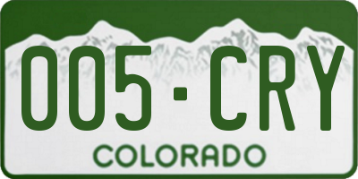 CO license plate 005CRY