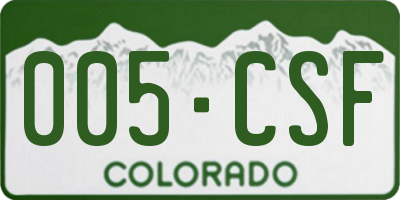 CO license plate 005CSF