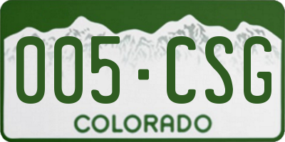 CO license plate 005CSG