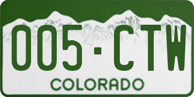 CO license plate 005CTW