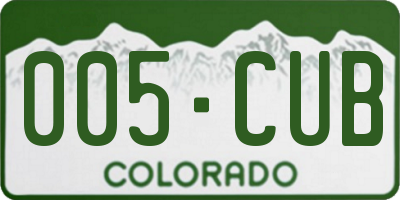 CO license plate 005CUB