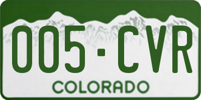 CO license plate 005CVR