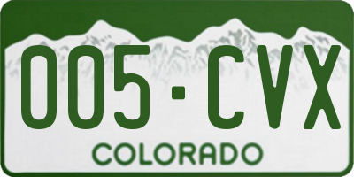 CO license plate 005CVX