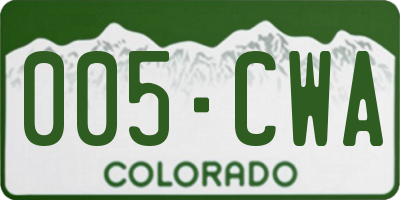 CO license plate 005CWA