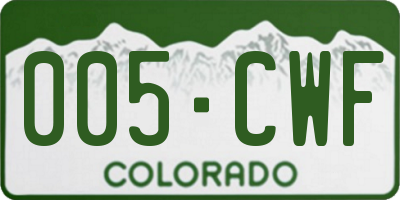 CO license plate 005CWF