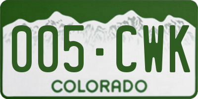 CO license plate 005CWK