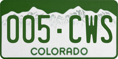 CO license plate 005CWS