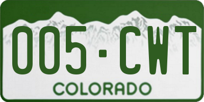CO license plate 005CWT