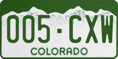 CO license plate 005CXW